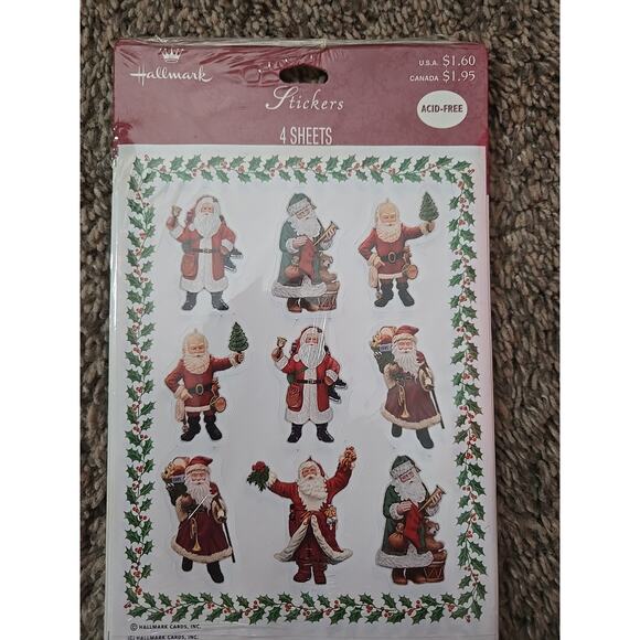 Vintage Hallmark Stickers Christmas Santa Claus sheets - Picture 1 of 3